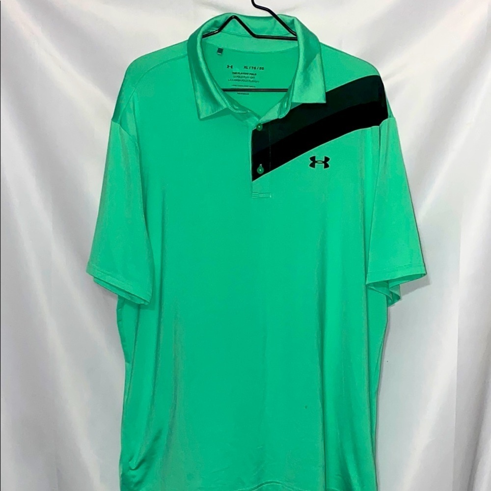 Under Armour‎ THE PLAYOFF POLO FOAM Green and Black  MENS SIZE XL HEATGEAR CLEAN
